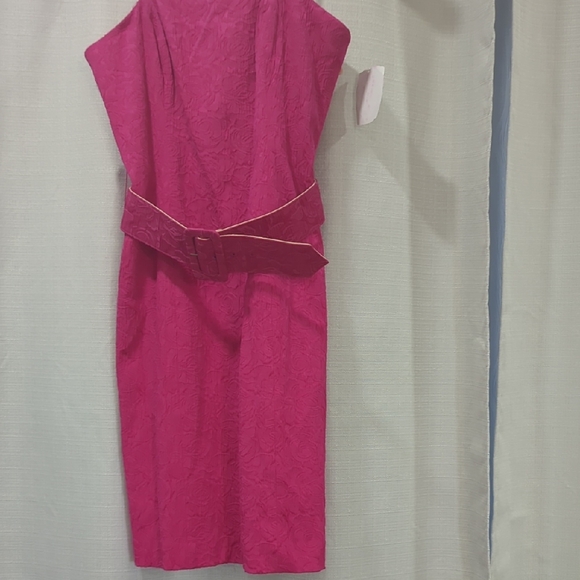 Muse Hot Pink Belted Midi Dress - Picture 1 of 8